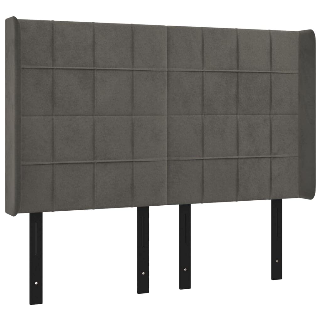 Vidaxl Led Headboard, Upholstered Headboard For Bed Home, Bed Headboard With Led Light, Bedroom Furniture, Dark Gray 57.9"X6.3"X46.5"/50.4" Velvet